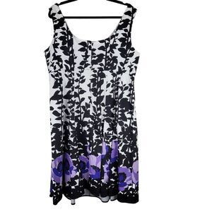 Floral Black and White Floral Dress-Sz 14W